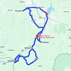 Mapa z zaznaczonymi trasami motocyklowymi przez Szczyrk, Wisłę, Zwardoń i okolice. Idealne na weekendowe wypady.